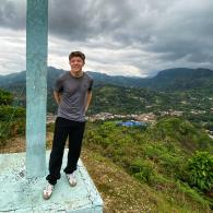 Standing at the top of a mountain overlooking my town. 