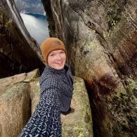 A selfie that I took on top of Kjeragbolten; a big rock suspended between two cliff faces!