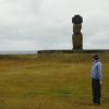 A moai with a restored pukao and eyes