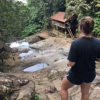 My friend looking out towards the waterfall 