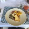 A very fancy Tico breakfast - complete with gallo pinto, fried eggs and cheese