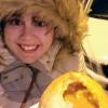 This is a warm bread bowl filled with hot pumpkin soup, which was very comforting to eat on a cold night!