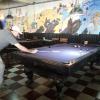 We relaxed at a restaurant with pool tables on Super Bowl Sunday