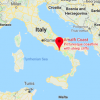 The location of the Amalfi Coast in Italy