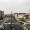 This is the view from the walking bridge looking back towards the city center.