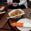 A traditional New Year's breakfast with pickled vegetables, egg and seafood