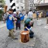 One winter tradition is making "mochi", or Japanese rice cakes, by pounding rice until it turns into something like dough