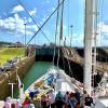 Everyone was on-deck as Wind Surf entered the first locks of the Panama Canal