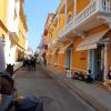 Notice the bright colors and balconies in the Old Town, Cartagena, Colombia