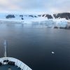 The Ocean Endeavor overlooking large icebergs