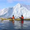 Getting up close to the icebergs in our kayaks