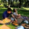 Pizza picnic with friends at the Trocadero Gardens