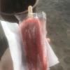 This "paleta" was made of "fresas" (strawberries) and "limon" (lime)