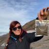 Jessie holding up a permafrost sample