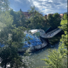 In the middle of the Mur River in Graz is a man-made island named the Murinsel