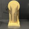 This is a picture of the Yashin Trophy (Trophee Yachine) which is awarded to the best goal keeper in the world; the award is presented by the France Football magazine