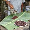 We ground up toasted cacao beans so that we could make chocolate sauce!