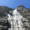 One of Lauterbrunnen’s waterfalls, dramatically plunging off a cliff