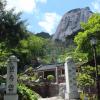 There was a Buddhist temple halfway up the mountain with actual monks living there