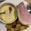 Rebecca: We dipped potatoes and ham in a bowl of melted Munster cheese; Yum!