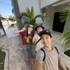 Selfie with my traveling companions Keito and Taiyo before leaving our apartment on day one