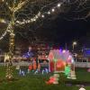A light-up village in the middle of their Christmas market