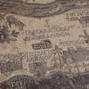 Large, famous, ancient mosaic in the floor of an ancient church in the city of Madaba