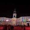 A light show is projected onto the Rennes Town Hall (Hôtel de ville) during Christmas time