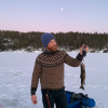 My friend Håkon weighs each fish we catch.