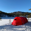 We camped at the top of an island on a frozen lake.