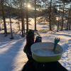 Here I am enjoying a breakfast of warm oats and coffee during sunrise.