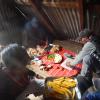 On school trips, we carried all the food and prepared it in a tin hut like this one