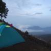 The first day, we climbed 2,640 meters, which is about 8,660 feet. This was our campsite looking down the mountain!