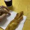 This is a fried banana; I thought that I would not like it, but it was surprisingly really, really good.