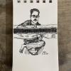 A drawing of an embroiderer