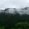 Early morning foggy mountains from the bus window