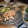 Grilling some samgyeopsal (pork belly) for dinner