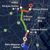 My daily route from where I resided to get to my classes or destination in Tokyo (almost 1 hour of train) 