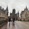 View of Ghent, Belgium, taken from St. Michael's Bridge, with St. Nicholas Church in the background 