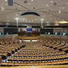 The EU Parliament Hemicycle in Brussels; this is one of two chambers where the EU Parliament meets to discuss European policy, the other chamber being in Strasbourg, France where the actual voting on legislation takes place