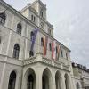 The Rathaus - "town hall" - of Weimar. Do you know what each flag represents?