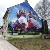 Mural depicting kroj in the city of Martin...Kroj is the name for traditional Slovak clothes and each region in Slovakia has their own pattern
