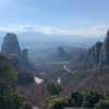 This photo is of Meteora, a town in Greece which has many canyons and monasteries (like churches). Like the Acropolis, it was important to have the religious sites high on the mountain