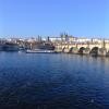 A big bridge in the middle of Prague, Czech Republic