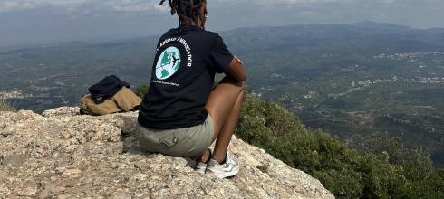 After a long hike, we made it to the top of the mountain!