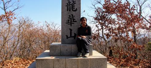 At the peak of Yonghwasan Mountain, the highest point in my town