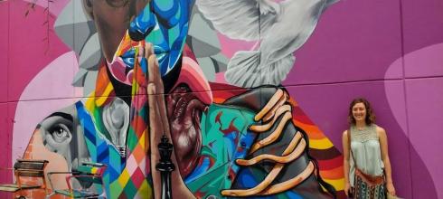 Check out this vibrant mural I found along our walking tour