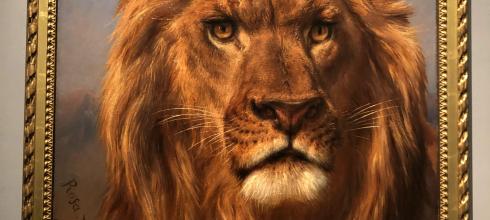 A lion painting that looked so real that I thought it was going to jump out of the frame!
