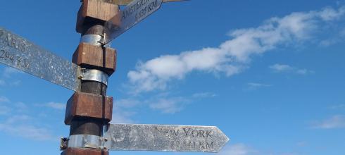 At the Cape of Good Hope, this navigation sign showed me the direction of N.Y.C.