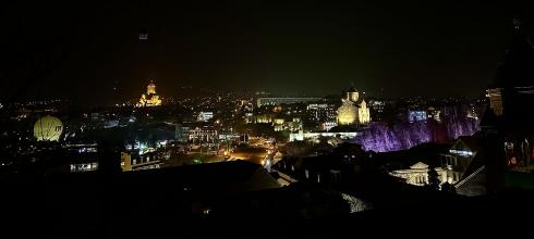 Looking out over Tbilisi at night
